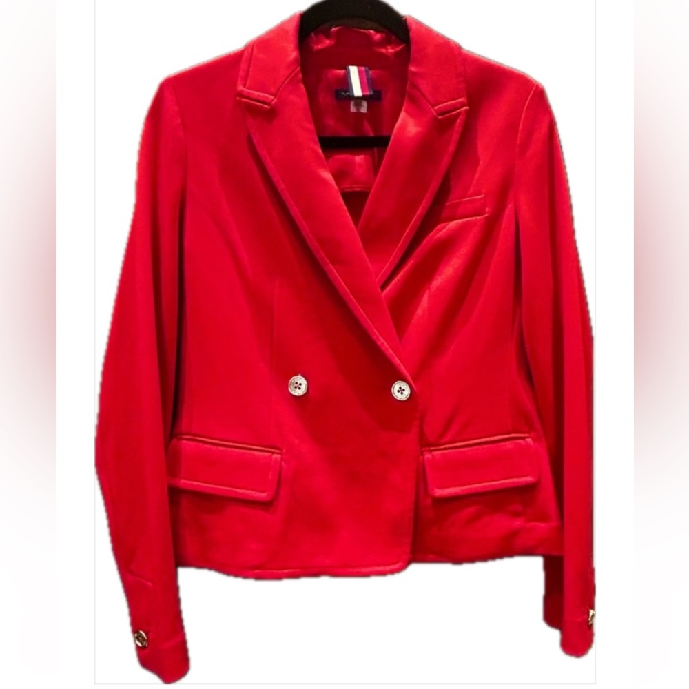 Tommy Hilfiger Red Coral 2 Button Double Breasted Blazer. Size 4